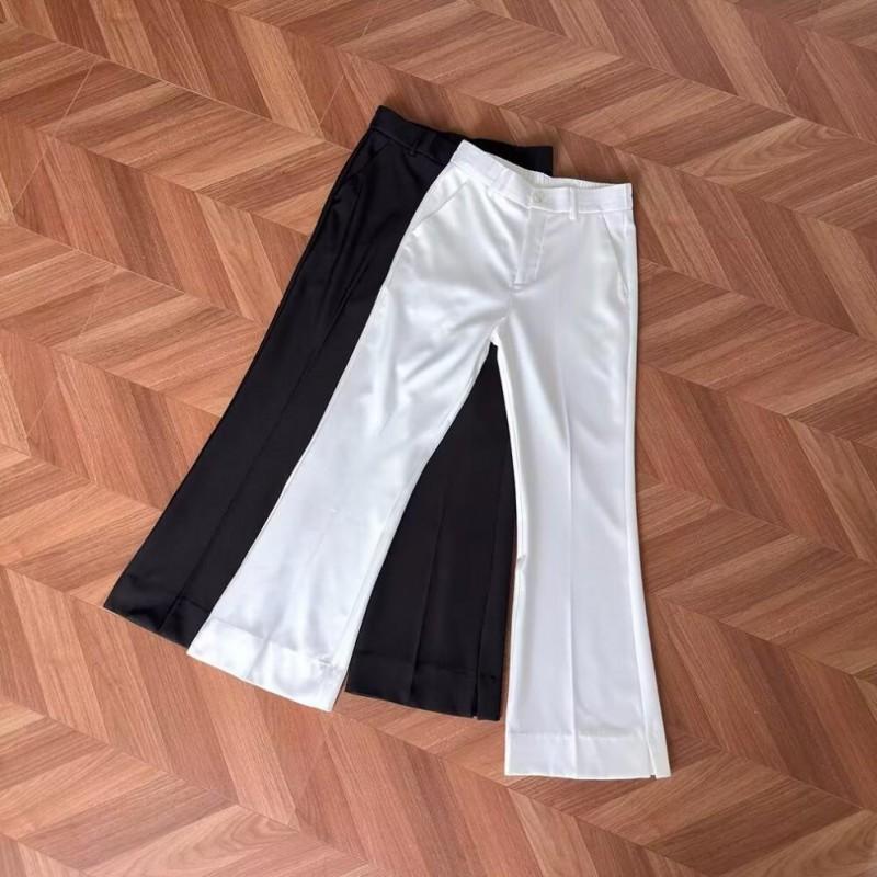 Mens American Style Split Flare Dress Pants Draped Slim Fit Casual Trousers