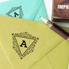 Printtoo Inverted Triangle Swirl Border Letter A Monogram Wood Mounted Rubber Stamp