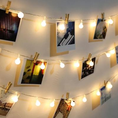 Clipes de colagem de fotos Luzes de corda Pendurado na parede Foto Parede Estrelado Luz Cartão de imagem Exibição Luz para Decoração de Quarto de Casamento