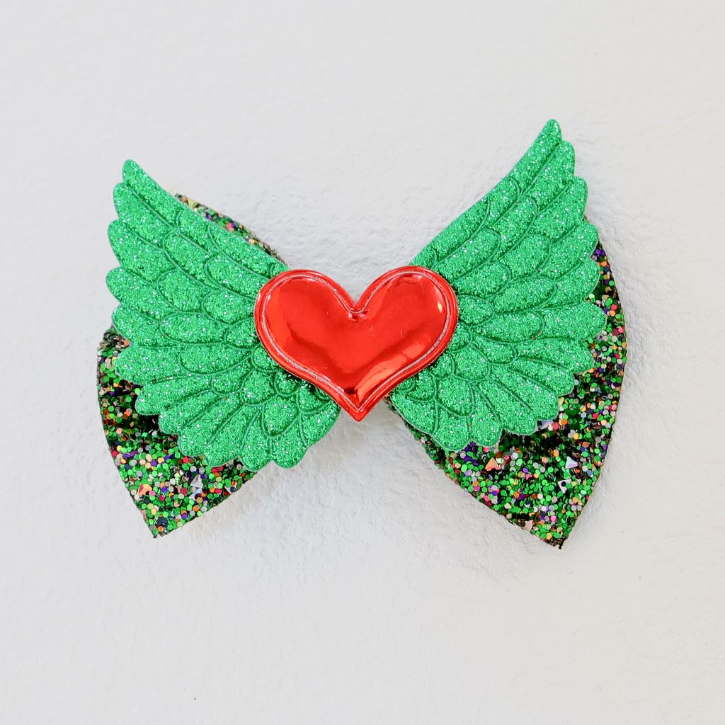 1PC Cute Girls Hair Bows with Clips Kids 4inch Sparkly Wing Hair Bows Barrettes Clips Heart Hairpins Children Hair Accessories