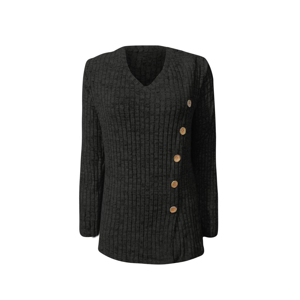 Γυναικείο Μονόχρωμο Μόδα Μακρυμάνικο Ριγέ Ψεύτικο Κουμπί Φαρδύ Τοπ