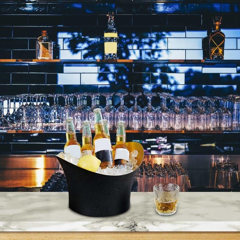 Banquets Ice Pail Stainless Steel Beverage Coolers Large Capacity Ice Bucket with Handle for Parties and Gatherings