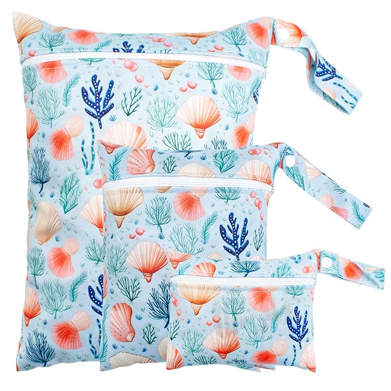

3Pcs Set Smooth Zipper Pocket Multi-Scenario Use Can Be Hung Waterproof Reusable Diaper Cover Wetbag Washable Yoga Bag