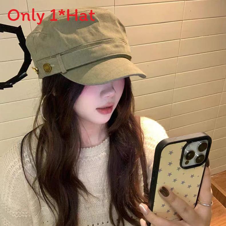 Retro Flat Top Beret For Ladies With Adjustable Fit And Sun Protection In Polyester Fabric For Autumn Wear