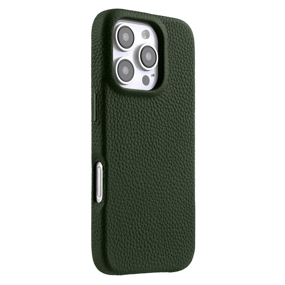 MELKCO Per iPhone 16 Pro Custodia Magnetica Vera Pelle di Vacca PC Copertura Posteriore per Telefono