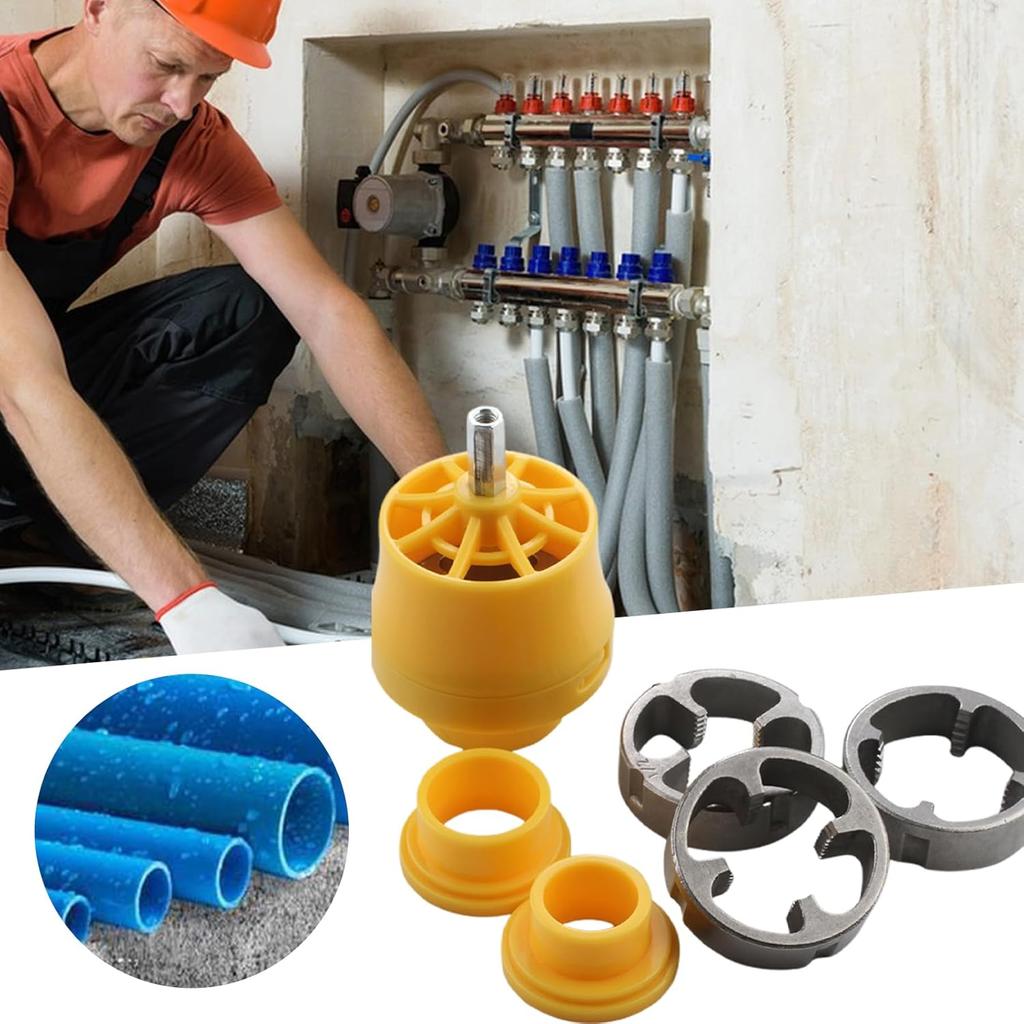 PVC Thread Maker Tool for Electric Drill - Plastic Pipe Tap Die Set with 3 Dies,1/2", 3/4", 1", Electric Drill Water Pipe Threader Plumbing Tool for