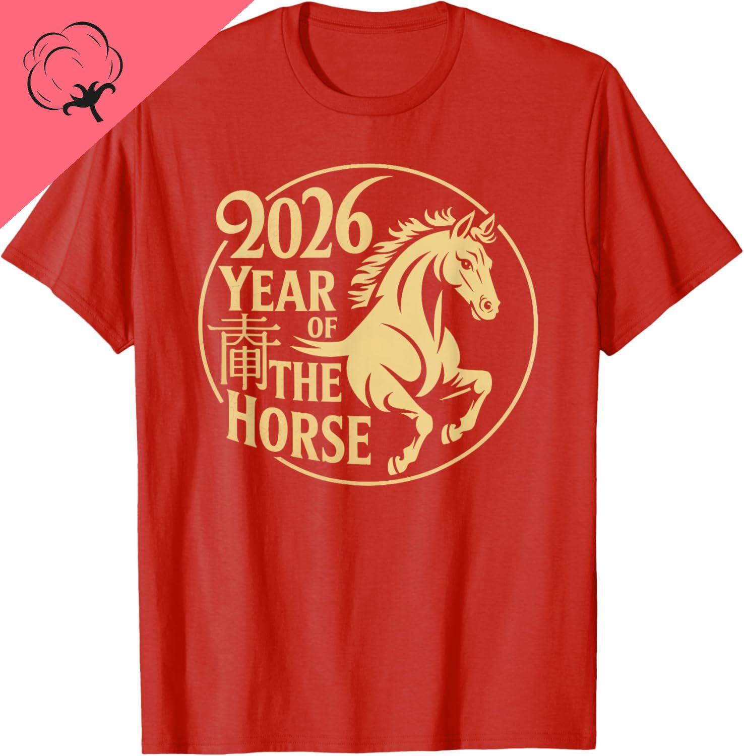 

Fashion Chinese Zodiac Horse TShirt Chinese New Year 2026 Celebrate Chinese Culture Lover Men Women Casual Unisex 100 Cotton S