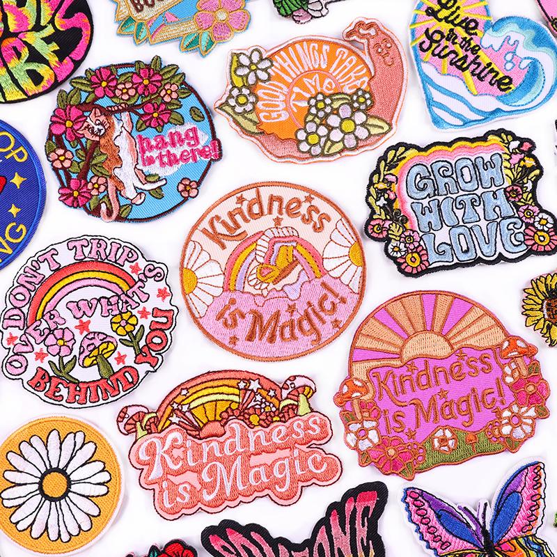 Embroidery Patch Diy Cartoon Patch Iron On Patches For Clothing Letter Embroidered Patches For Jackets Ironing /Sew Applique