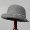 Premium Curled Woolen Hat Women's Retro Bow Bucket Hat Autumn and Winter Gold Wind Hat