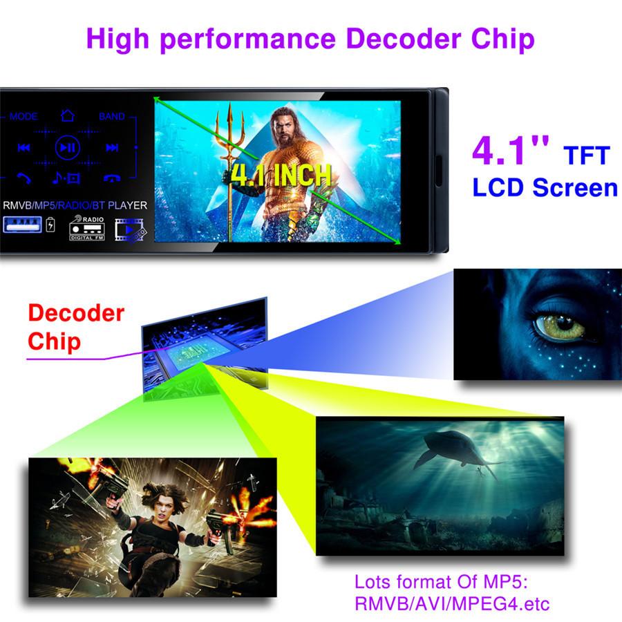 4.1" Touch Screen Car Bluetooth MP5 Player AM FM RDS +12LED Rearview Camera Set
