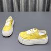 Leather two wear platform white shoes women's shoes spring and summer new versatile breathable muffin shoes lace-up heightening board shoes