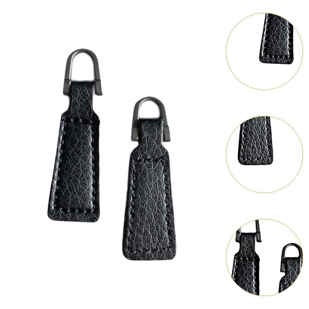 2 ks táhelka na zip PU kůže Dekorativní tahací pásek Táhla na zip Štítky na zip pro oblečení Tašku Batohy Bundy Příslušenství
