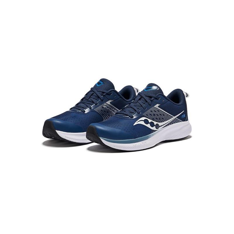 Saucony RIDE KDZ kids low-top running shoes blue silver PWRRUN cushioning SK266708