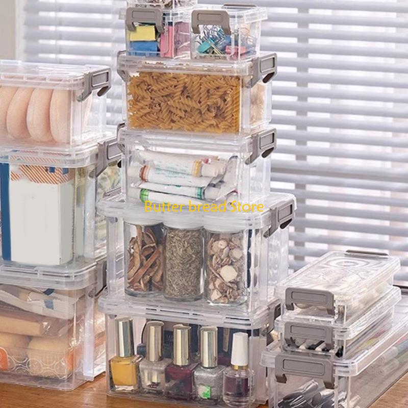 W89C Clear Storage Container Easy To Use Stackable Plastic Storage Bins with Lids for Home Office School