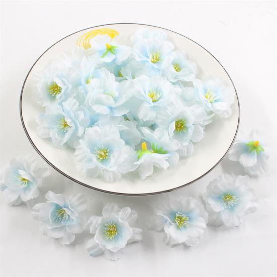 10 Pcs Artificial Cherry Blossom Flower Heads Mini Fake Silk Cherry Blossom Flower for Crafts Bridal Hair Clips Headbands Dress DIY Accessories
