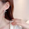Asymmetrical Butterfly Drop Earrings With Cubic Zirconia Women Sterling Post Lightweight Luxury Jewelry