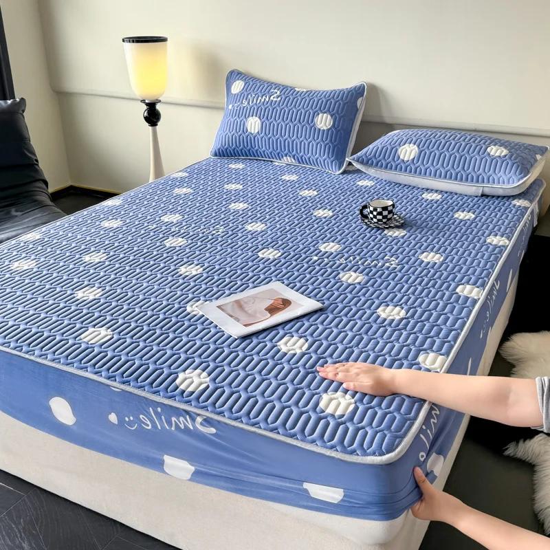 Natural Latex Thicked Summer Cooling Mat designed for Bed Gentle Cool Feeling Fitted Sheet and Pillowcase Matress Cover Grade A Summer Pads