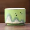 Thousand Li of Rivers and Mountains Ceramic Tea Tasting Set - Hand-painted Distant Mountains Theme, Ideal Business Gift & Souvenir
