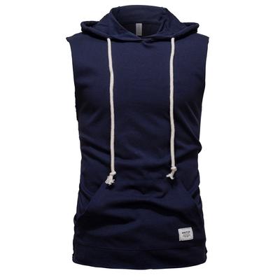 Summer Men's Sleeveless Fitness T-shirt Hooded Round Neck Summer Breathable Cotton Vest for Men