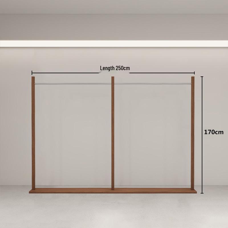Vintage-Style Floor-Standing Women's Clothing Rack: Stainless Steel & Imitation Walnut Display Stand.