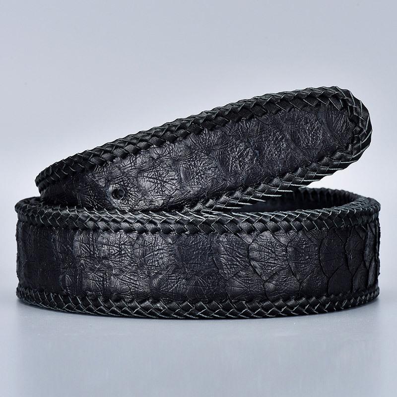 

Ремень из кожи питона для мужчин без пуговицы Пномпень Высококачественный мужской деловой ремень для тела 125cm чёрный