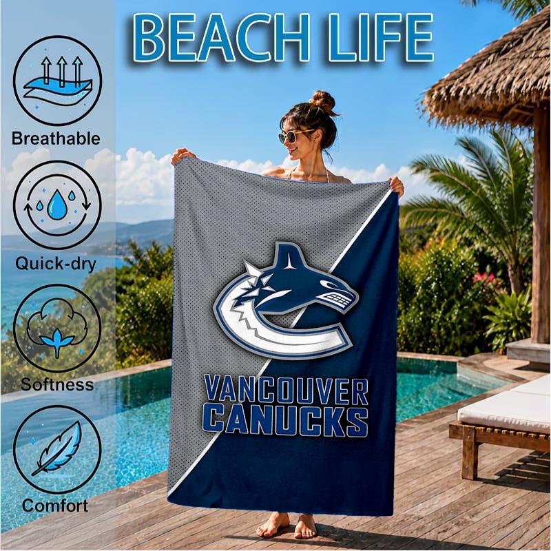 Hockey Team Vancouver-Canucks Beach Towel, Super Soft Microfiber, Perfect Gift for Her/Him, Birthday, for Pool, Beach, Travel, Decor Beach Party
