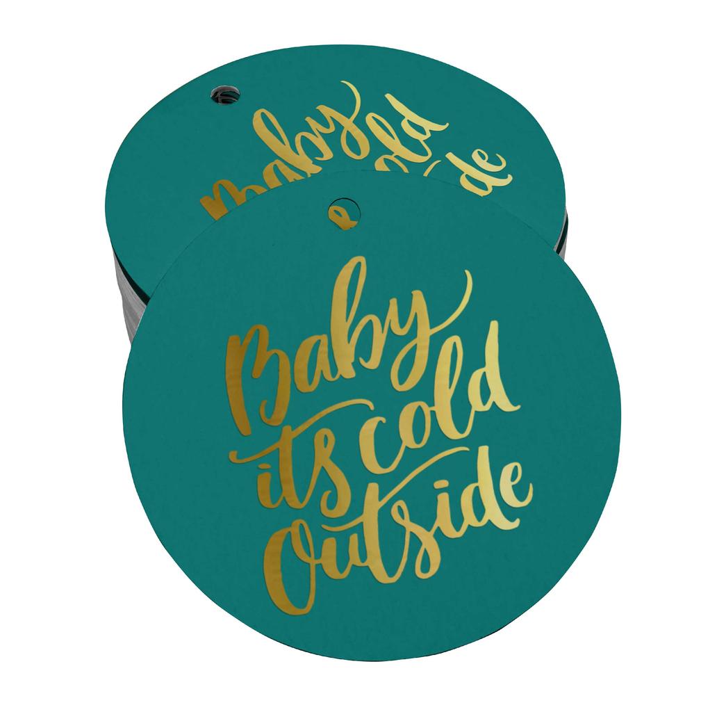 Inkdotpot Real Gold Foil Baby It's Cold Outside Baby Shower Tags Favor Hang Paper Tags 100