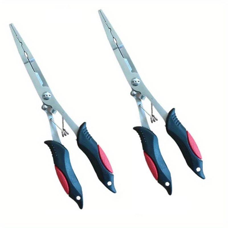 2pcs 11.8in Multifunctional Luya Pliers Stainless Steel Fishing Pliers Fishing Accessories Fish Mouth Pliers Hook with Rubber Handle
