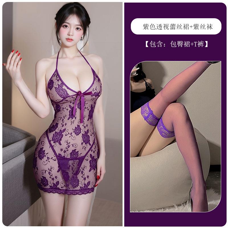 Sex underwear lace dark flower perspective sexy temptation mesh pure desire