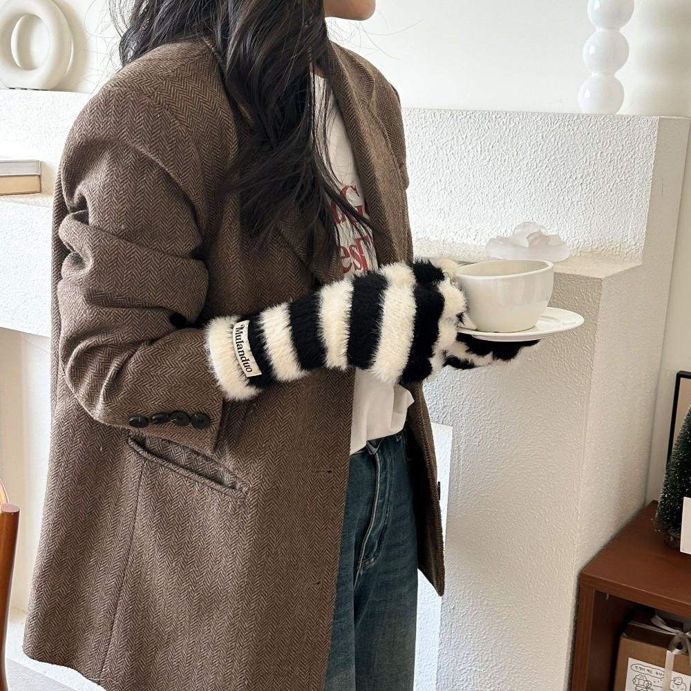 Cold Protection Striped Gloves Windproof Touchscreen Gloves Casual Warm Mittens  Winter
