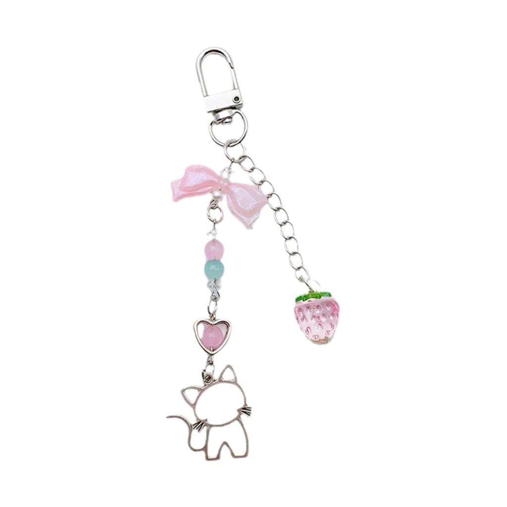 Stylish Beaded Keychain for Handbags Chic Acrylic Key Chain Keyrings Ornament Portable Bag Decorations for Travelers