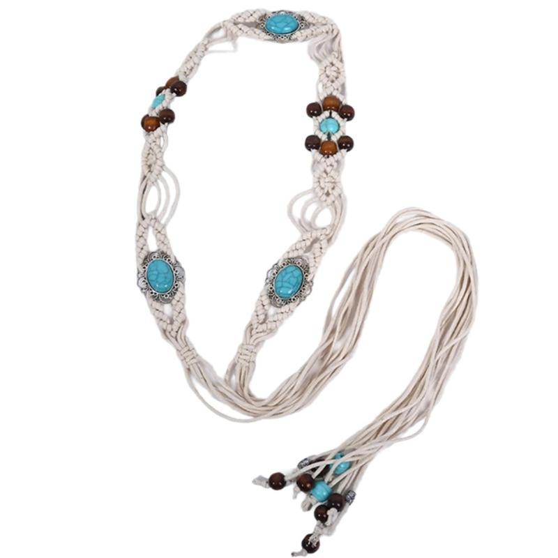 

Cowgirl Waist Belts for Braided Vintage Tie Belt with Beads for Impressive Woven Style Stage Street Dance