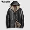 Men's Reversible Leather Hooded Jacket with Mink Fur Lining