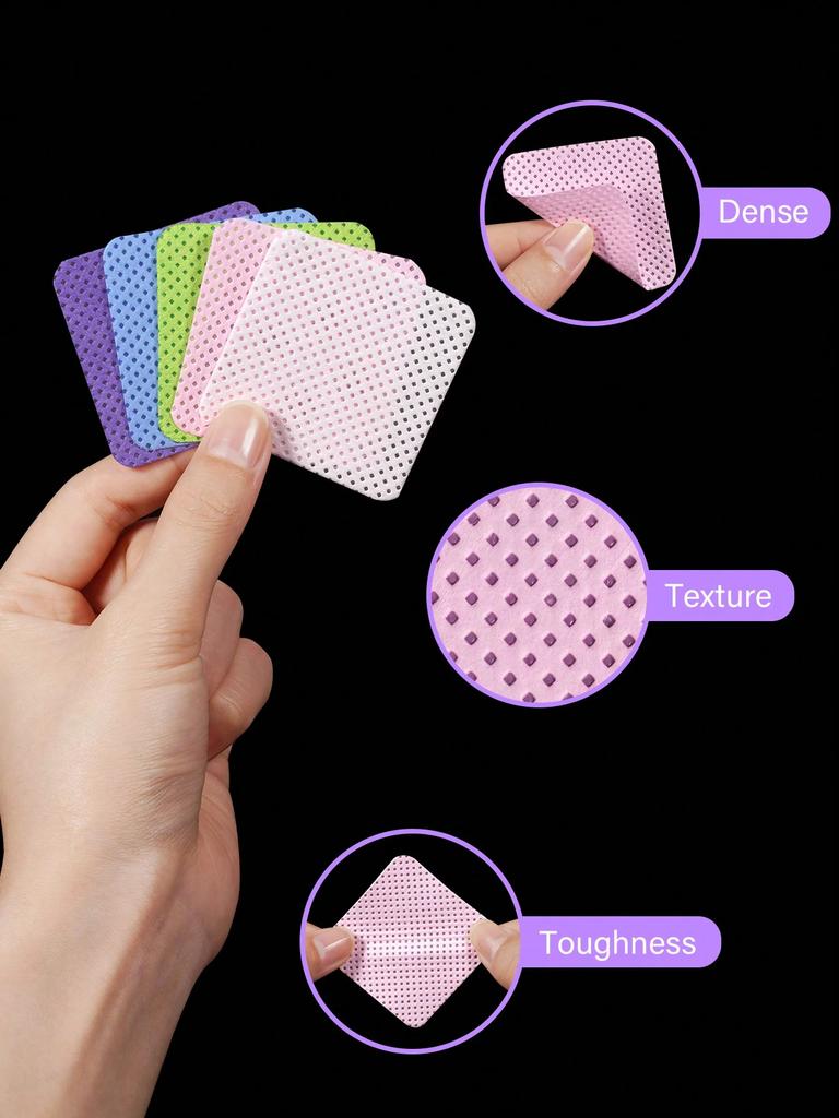 300 PCS Multicolor Lint-Free Nail Wipes , Soft Non-Woven Nail Polish Removal Pads Eyelash Extension Wipes, Nail Polish Remover