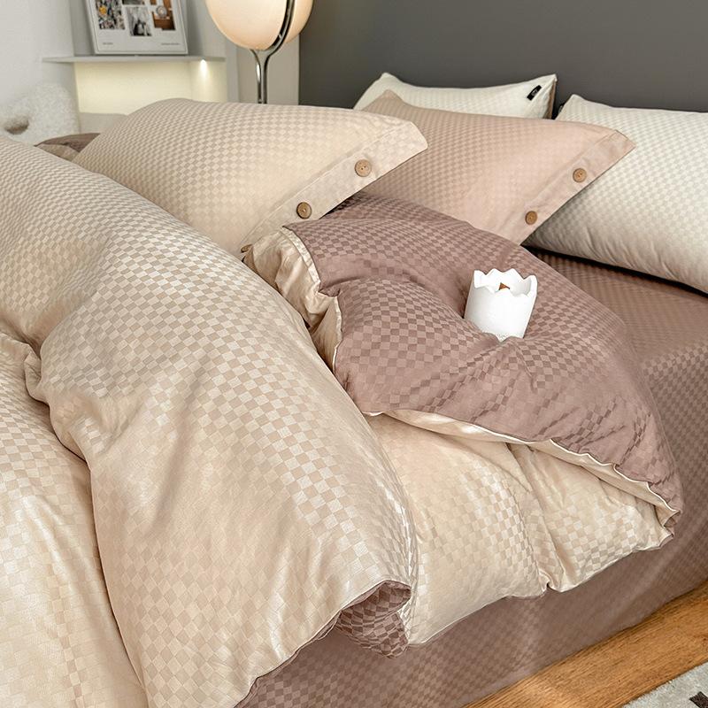 

Класс А Материнский и Младенческий 60 Легкая Роскошь Длинноволокнистый Хлопок Набор из 4 предметов Хлопок Чистый Хлопок Постельный Набор из Трех Предметов Простыня и Пододеяльник 1.8M-4Pcs бежевый