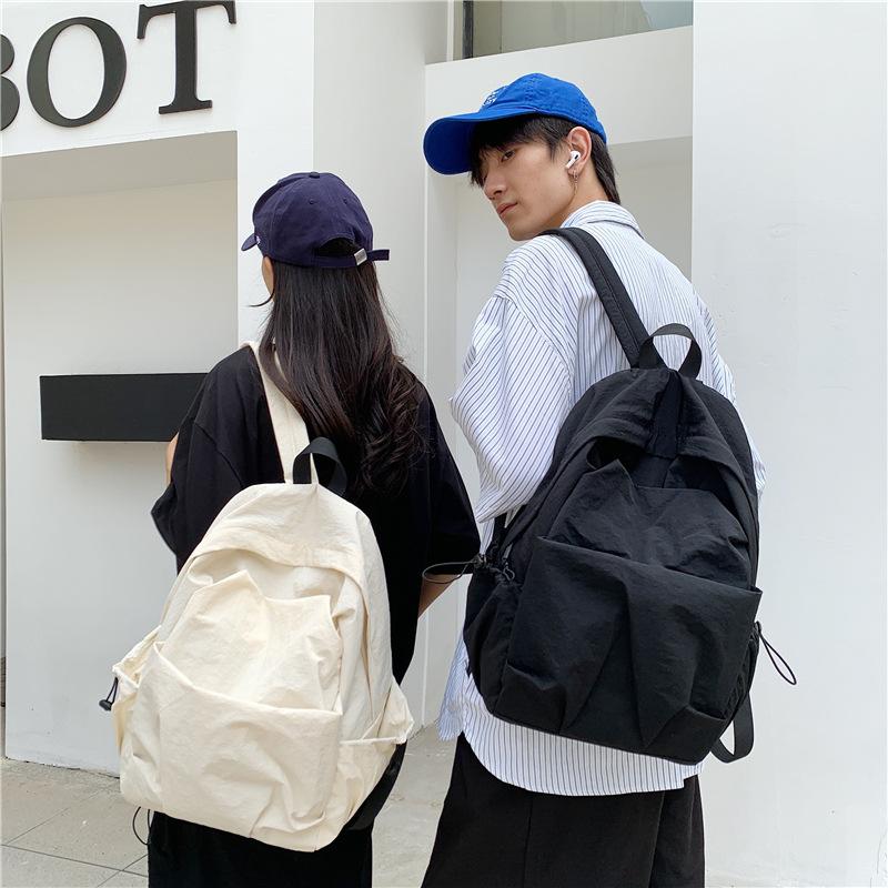 Schoolbag Korean Version Solid Color Simple Backpack Large Capacity Lightweight Student Schoolbag Computer Bag Leisure Travel Commuter Small Backpack