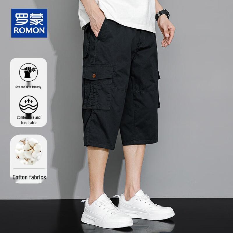 Romon Men's Casual Cotton Seven-Point Shorts