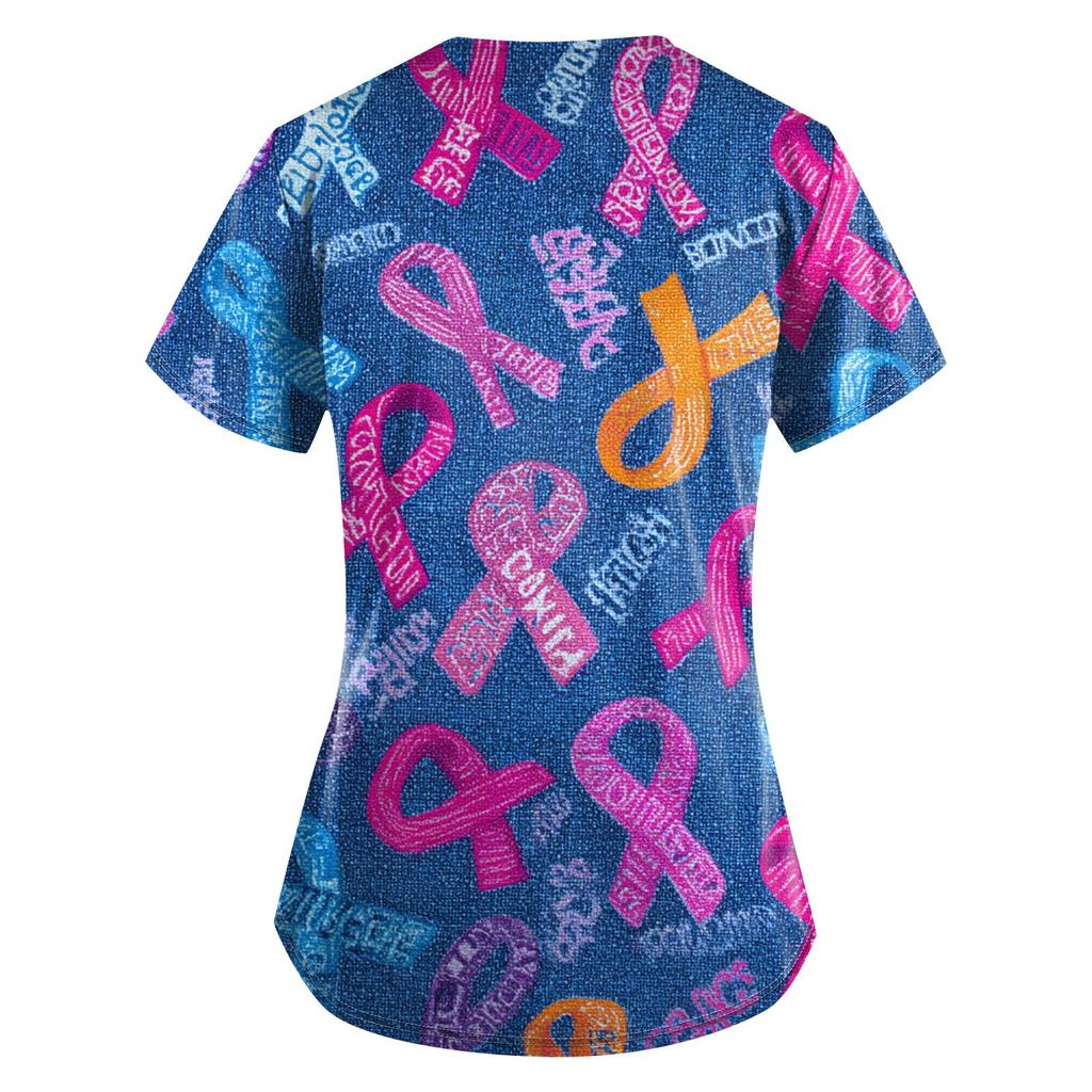 Dámská móda Overal s V výstřihem a krátkým rukávem s kapsami Potištěné topy Oblečení