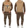 New Men 2 Pieces Tracksuit National Cow Skull 3D Print Casual Hoodies Sweatpants Sets Fashion Hip Hop Street Clothing Suits