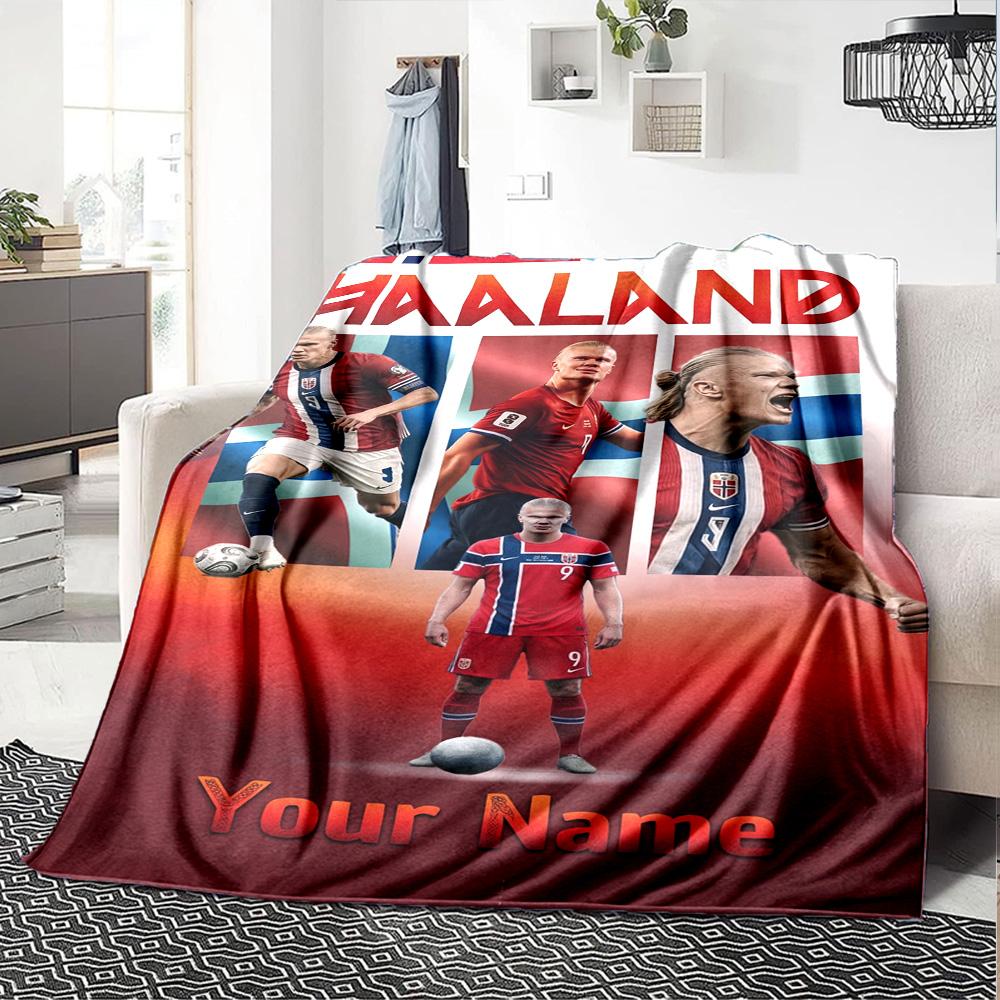 Haaland (68) Personalized Name Blanket Multi-purpose Personalized Blanket Warmthful Decor Throw For Living Room Nap Chair Picnics All-Season Use