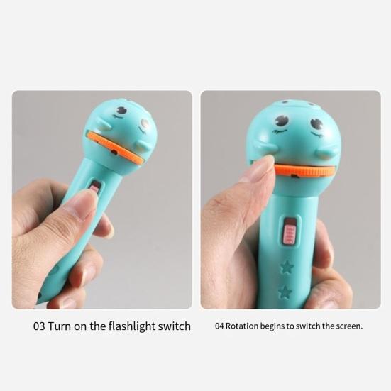 Kids Story Projector Flashlight Animal Image Projector Toy with Changeable Discs Early Learning Educational Toy for Bedtime Fun Gift for Children