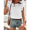 Women Short Sleeve Ruffled Round Neck Blouse