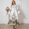 SW1003 Middle Eastern Cross-Border Muslim Women's Beaded Print Long Abaya Dress.