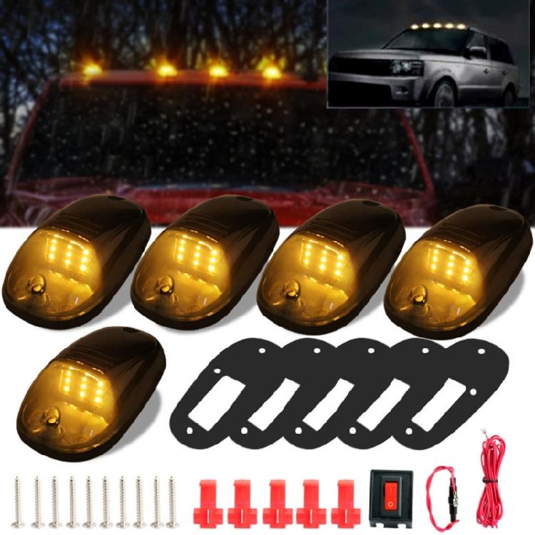 5Pcs Cab Marker Lights Cab Lights Roof Running Top Marker Lights Amber Lights