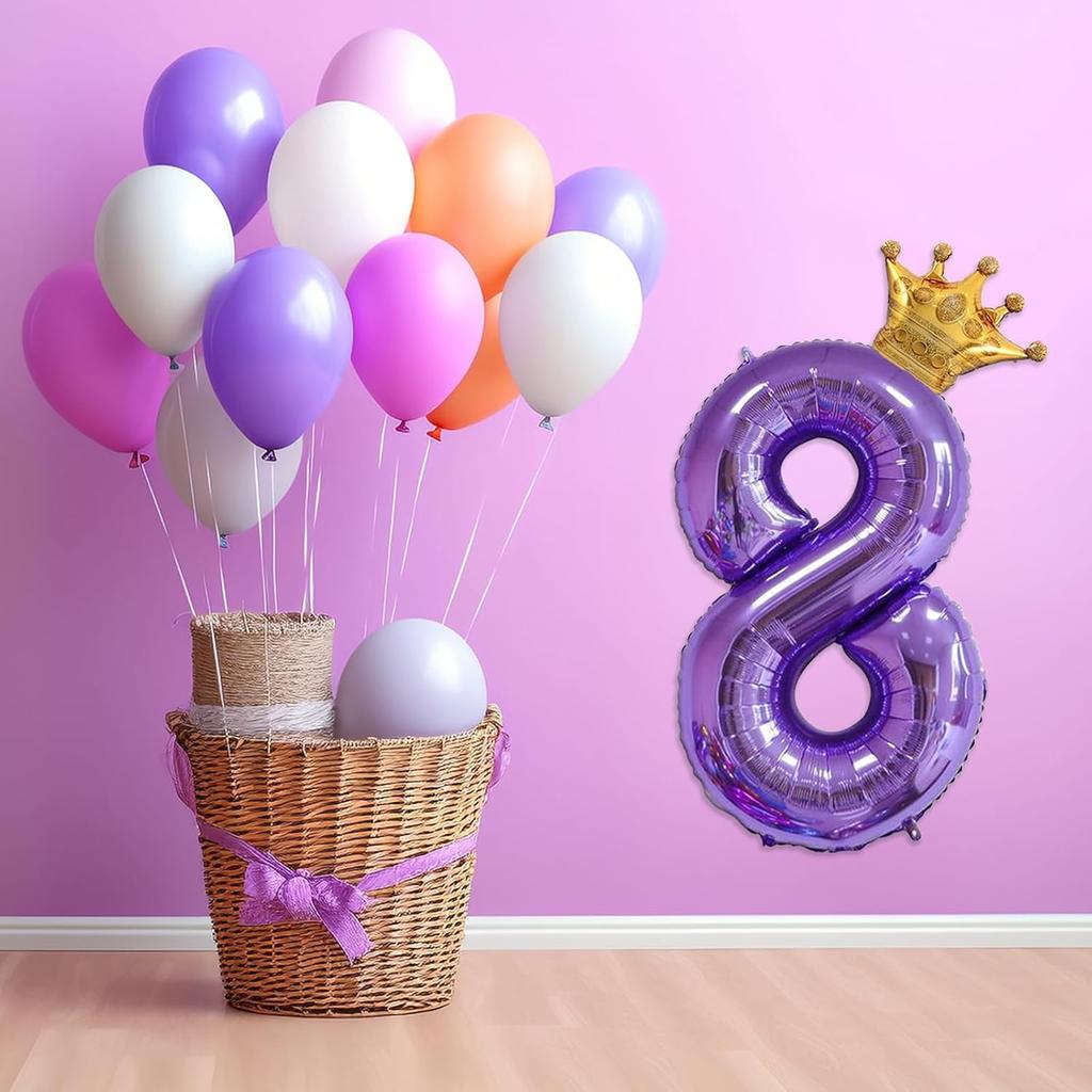 Purple 1 Balloon 40 Inch,Giant Number 1 & Mini Crown Balloons Set for Girl Boy 1st Birthday Party Decorations,Purple Birthday Party Decorations