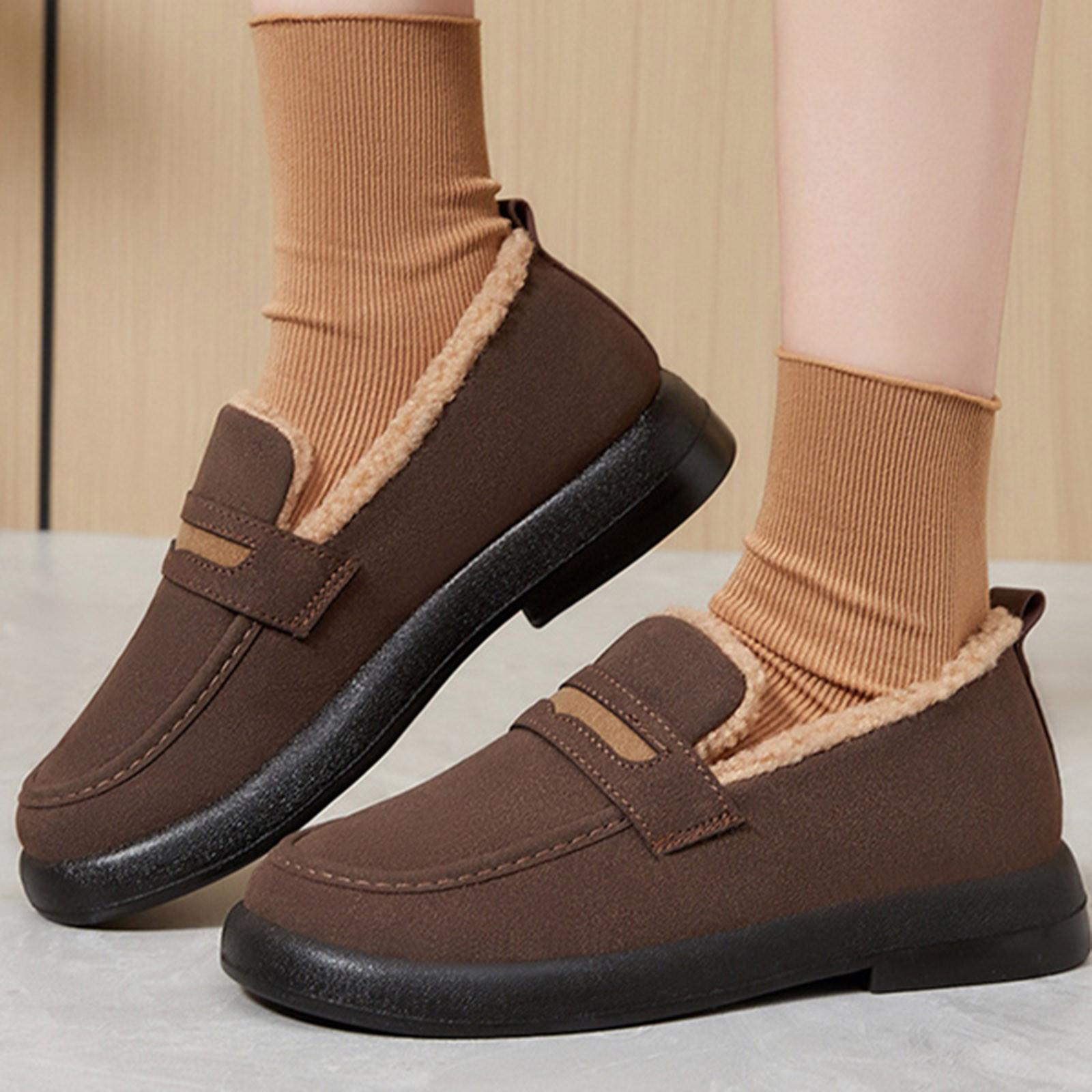 

Зимняя новая хлопковая обувь 2024 года, женская обувь в горох, домашняя меховая обувь, тапочки из хлопка Lazy People и плюшевые туфли на плоской подошве 40 коричневый