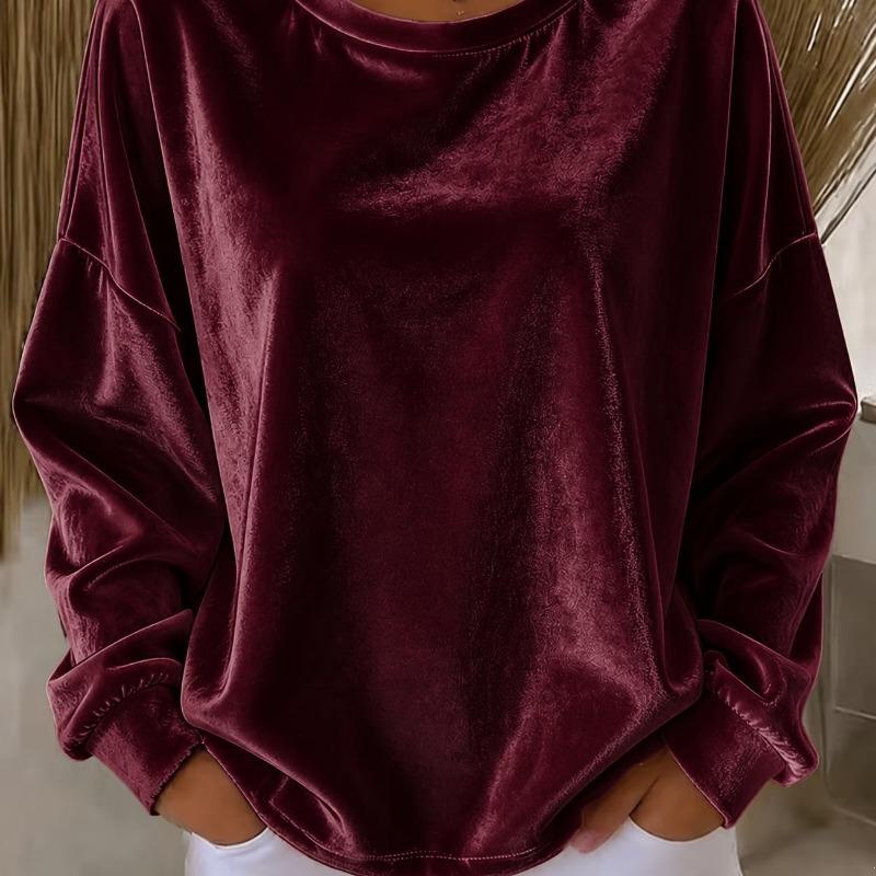Maglietta a maniche lunghe casual da donna in velluto