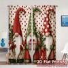Set Of 2 Flat Printing Jit Curtains Without Rod Festive Gnomes Popular Creative Versatile Fabric All Made Polyester