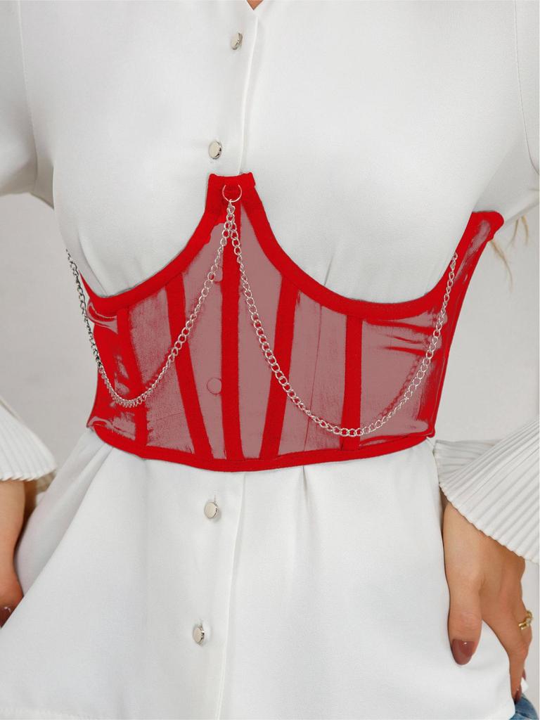 European & American Lace Waist Cincher Corset: Slimming Mesh Vest with Bust Support & Abdominal Shaping.