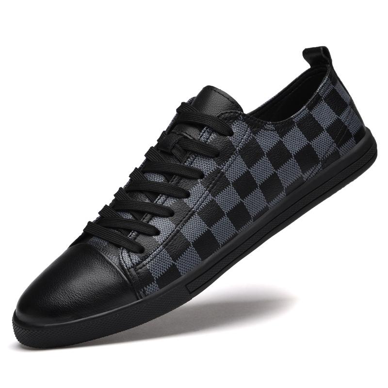 Men s Trendy Summer White Leather Lace-up Casual Shoes 38